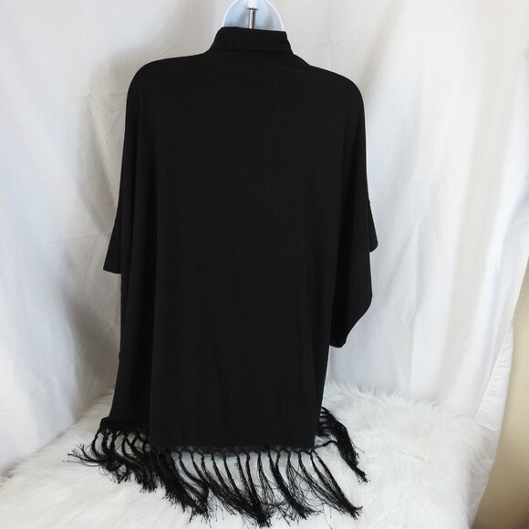 Disney Alice Wonderland Looking Glass Natori Black Floral Fringe Kimono L - Picture 4 of 15